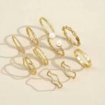 10 pcs trendy golden rings set