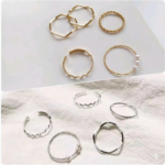 10 pcs alloy silver and gold plated plain rings set