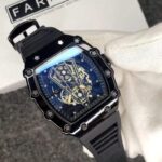 richard black belt skeleton watch