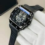 richard black belt skeleton watch