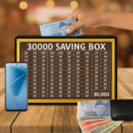 wooden 30,000 pkr saving box with cash tracker