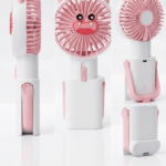 portable mini hand fan usb rechargeable cartoon cooling fan lightweight personal fan with strong airflow quiet operation adjustable speed compact design for travel office school outdoor use long battery backup mix random colour