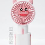 portable mini hand fan usb rechargeable cartoon cooling fan lightweight personal fan with strong airflow quiet operation adjustable speed compact design for travel office school outdoor use long battery backup mix random colour
