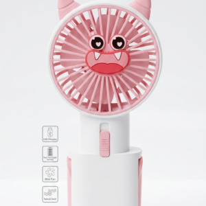 portable mini hand fan usb rechargeable cartoon cooling fan lightweight personal fan with strong airflow quiet operation adjustable speed compact design for travel office school outdoor use long battery backup mix random colour