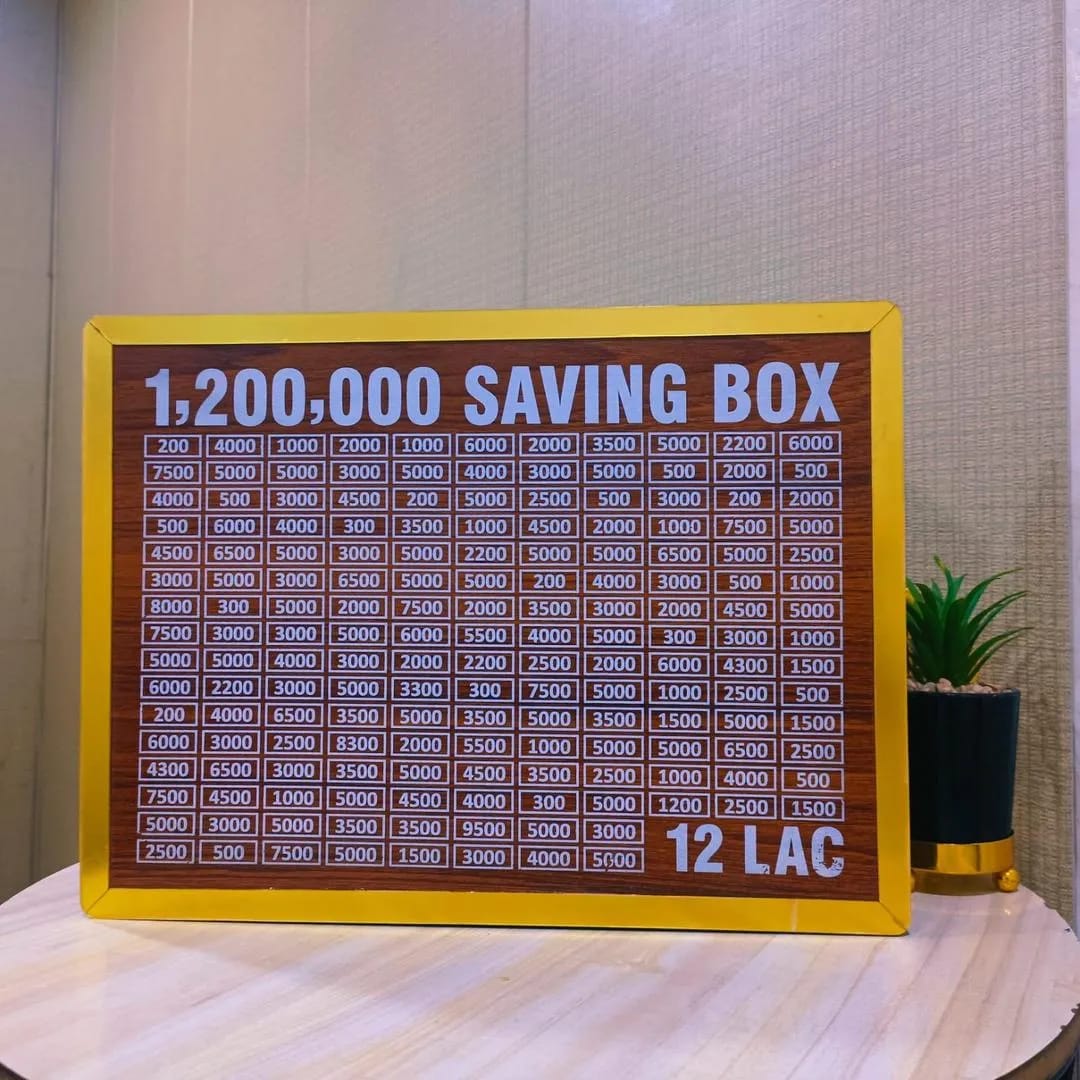 12 lakh money saving box – wooden cash saving box for big goals