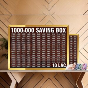 wooden 10 lakh saving box with target chart