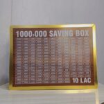 wooden 10 lakh saving box with target chart