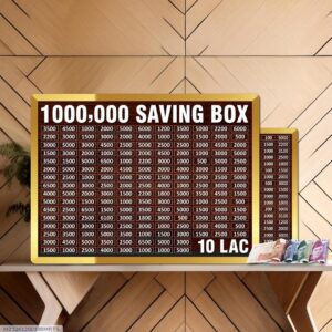 wooden 10 lakh saving box with target chart