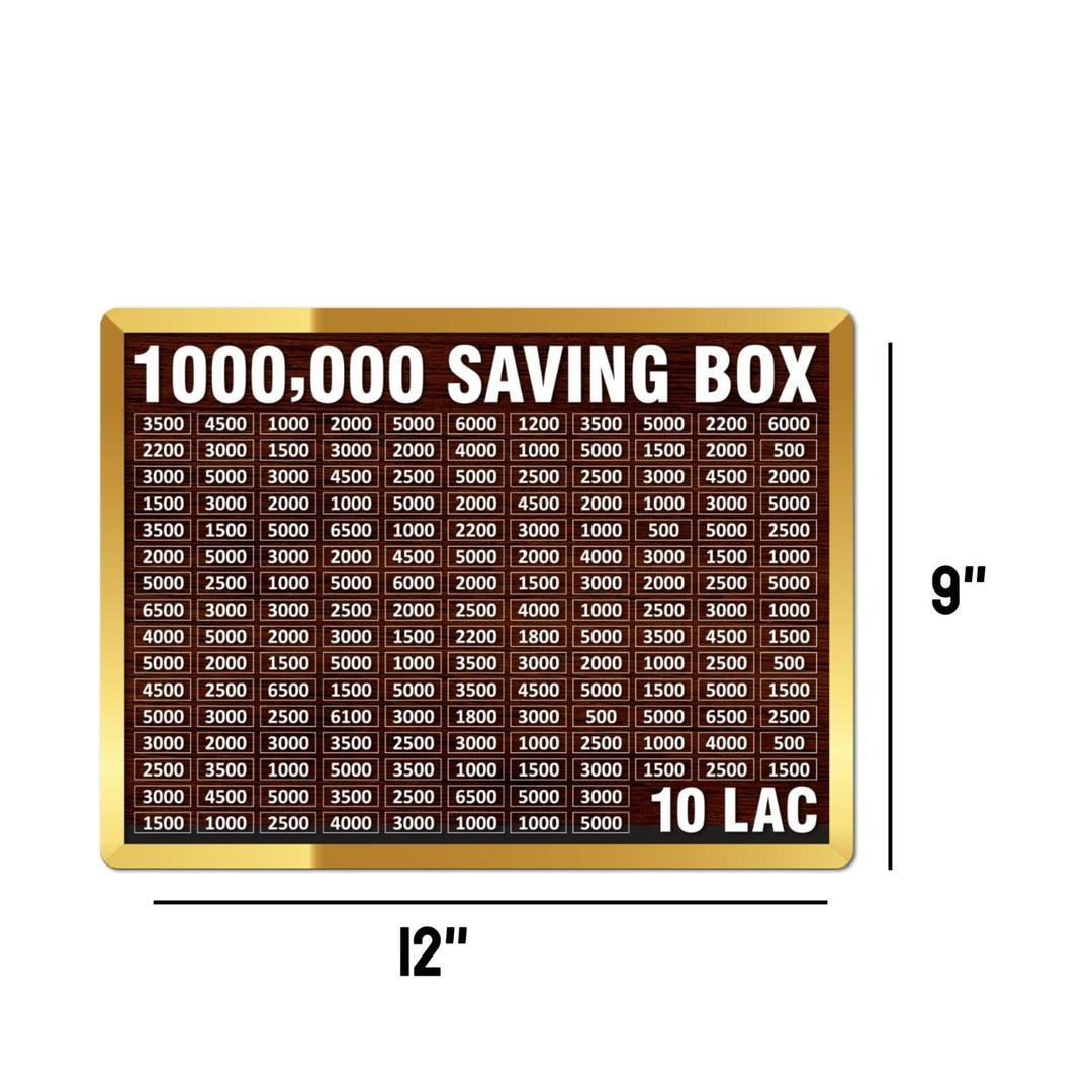 wooden 10 lakh saving box with target chart