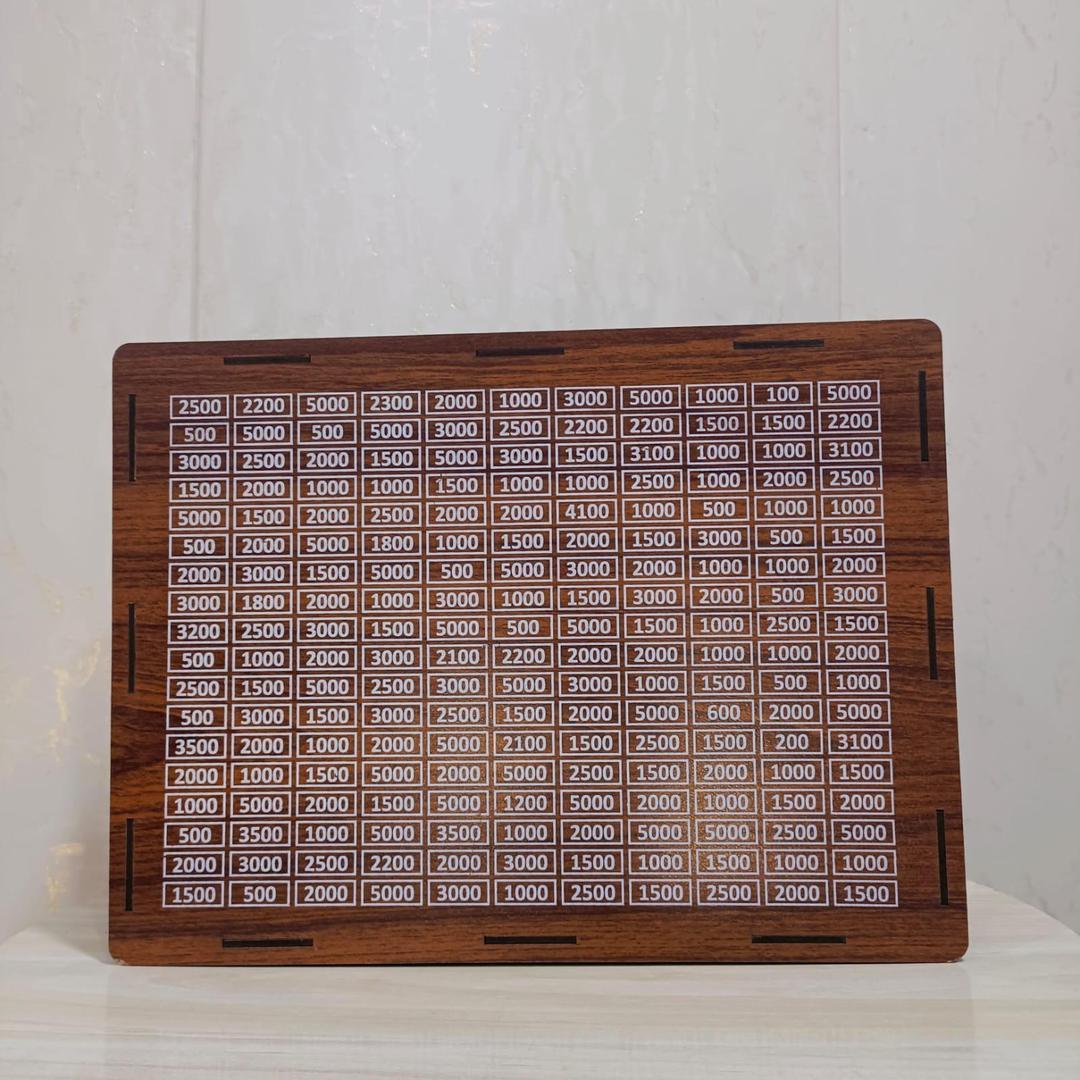 wooden 800,000 saving box with target chart