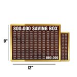 wooden 800,000 saving box with target chart