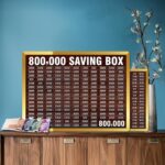 wooden 800,000 saving box with target chart