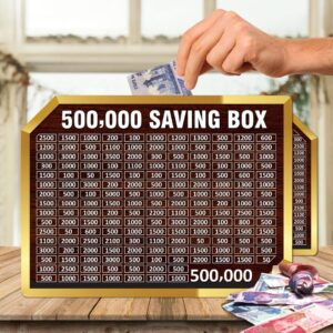 wooden 500,000 pkr saving box with chart