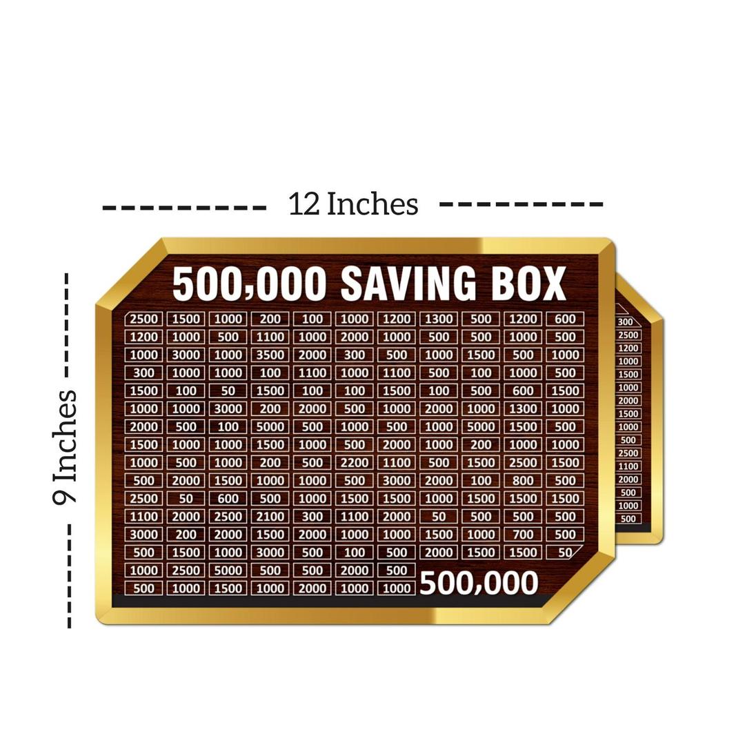 wooden 500,000 pkr saving box with chart