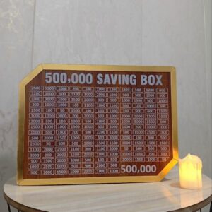wooden 500,000 pkr saving box with chart