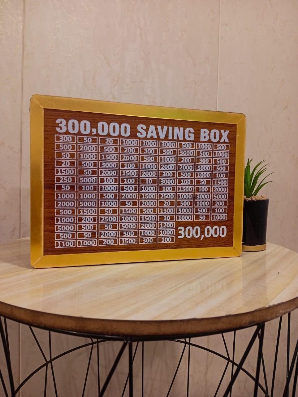 wooden 300,000 saving box challenge chart