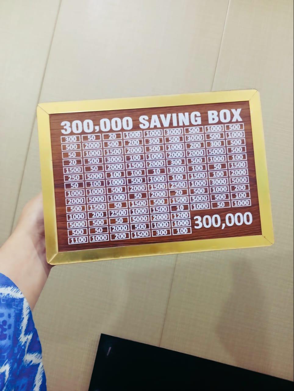 wooden 300,000 saving box challenge chart