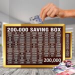 wooden 200,000 rupee saving box with slots