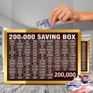 wooden 200,000 rupee saving box with slots