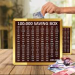 wooden 100,000 pkr saving box with cash tracker