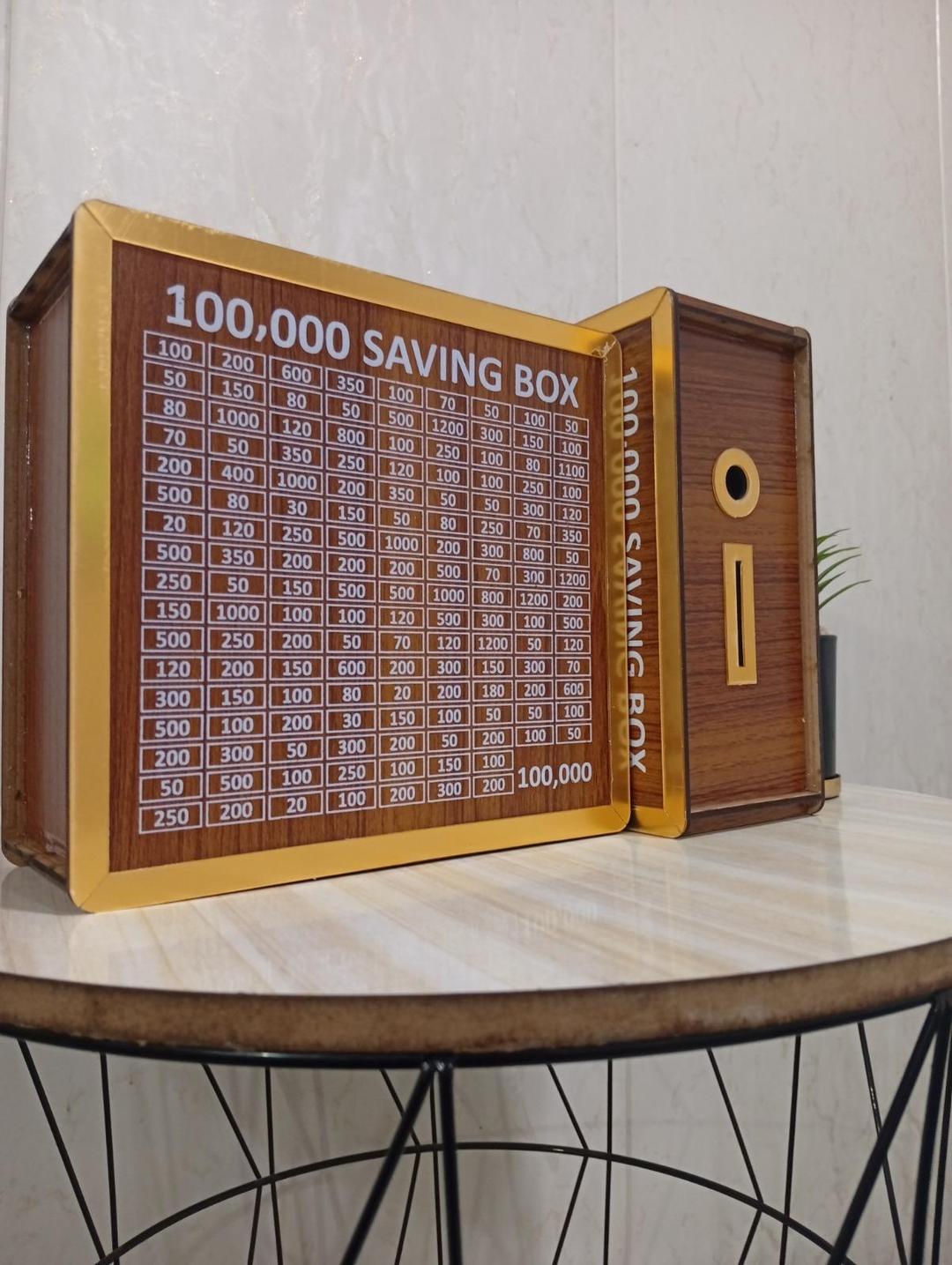 wooden 100,000 pkr saving box with cash tracker
